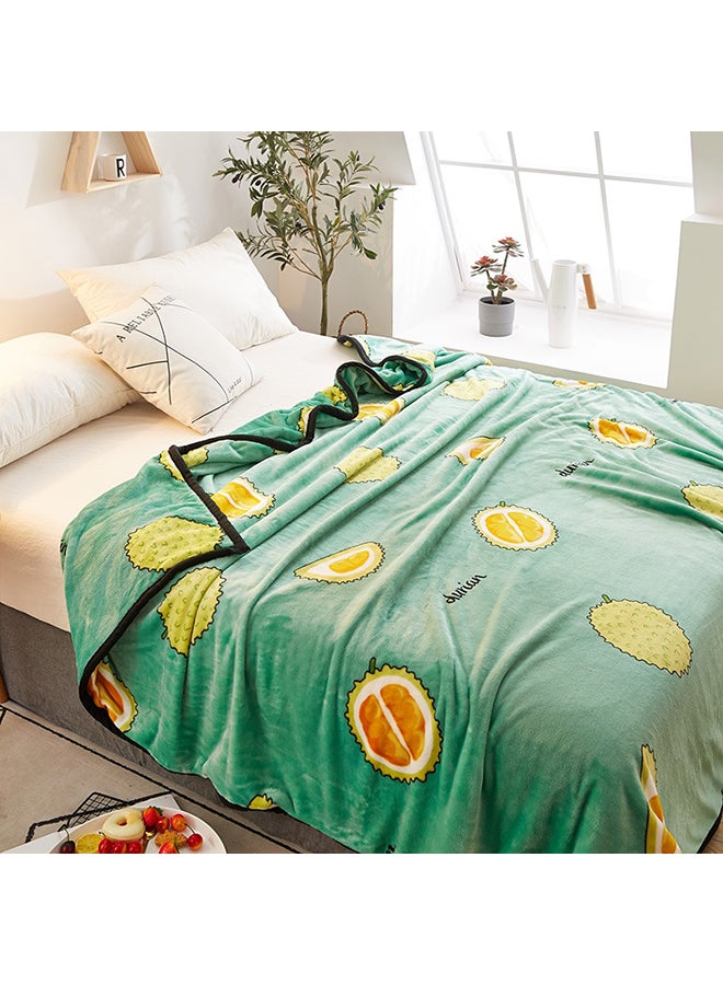 بطانية مريحة وبتصميم مزين بفواكه cotton أخضر 180x200سم  - Image 2