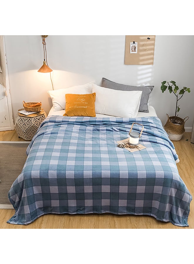 بطانية سميكة وناعمة وبنقشة مربعات cotton أزرق 120x100سم 