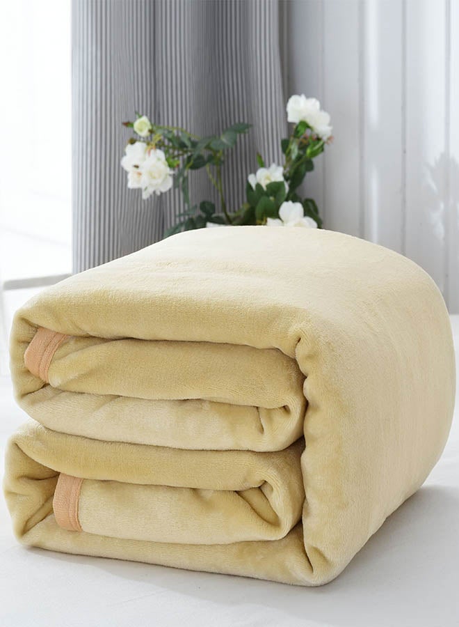 بطانية سميكة من المايكروفايبر والفلانيل قطن أصفر 150x200سم