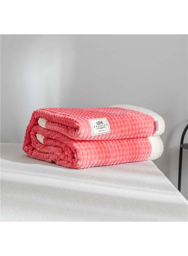 Double Layer Thick Cozy Blanket Cotton Pink