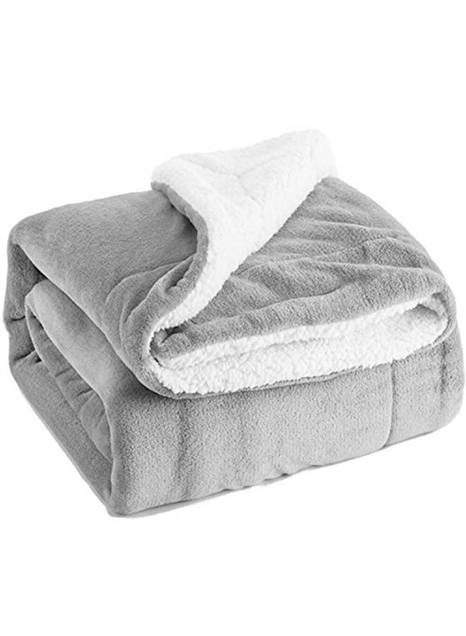 Bi-Color Flannel Throw Blanket Cotton Grey 180x200cm