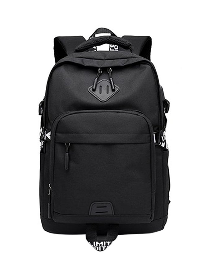 Fashion Large Capacity School Backpack With USB Charger Black