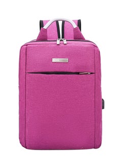 Square Shape Large Capacity Backpack With USB Charging Port Pink