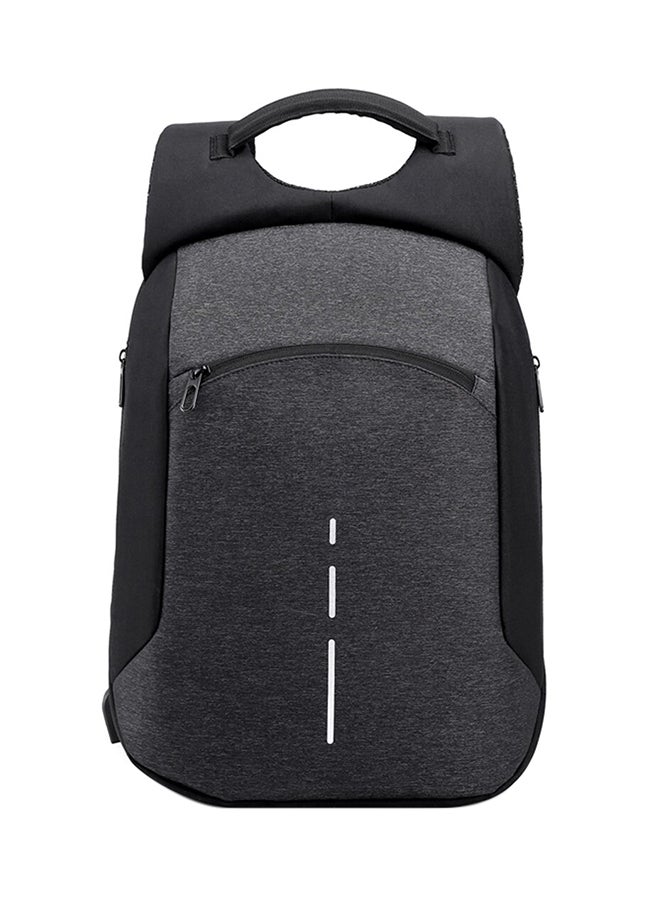 Trendy Large Capacity School Backpack With USB Charger Black/Grey 