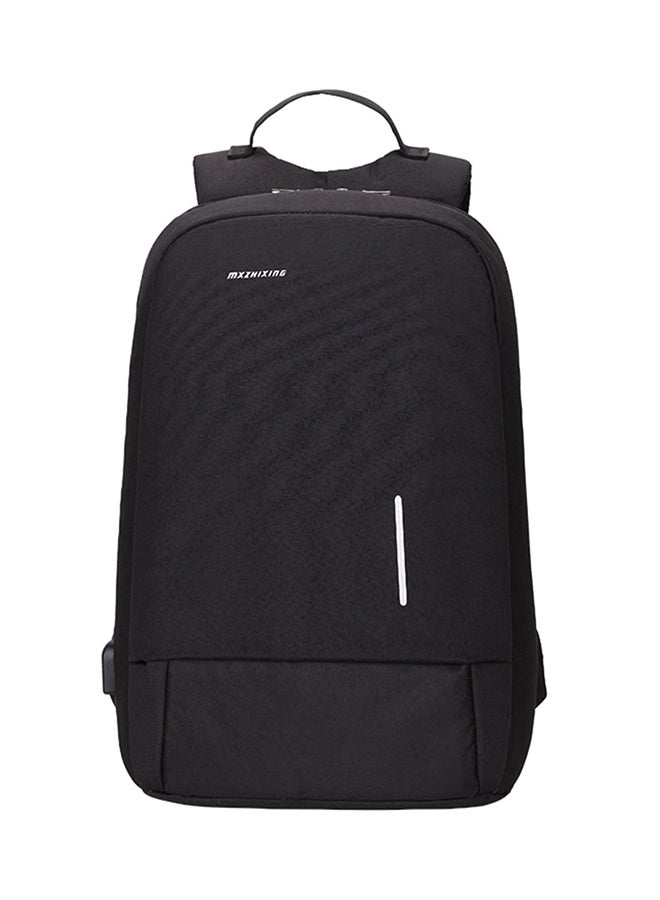 Trendy Large Capacity Business Backpack With USB Charge Black 