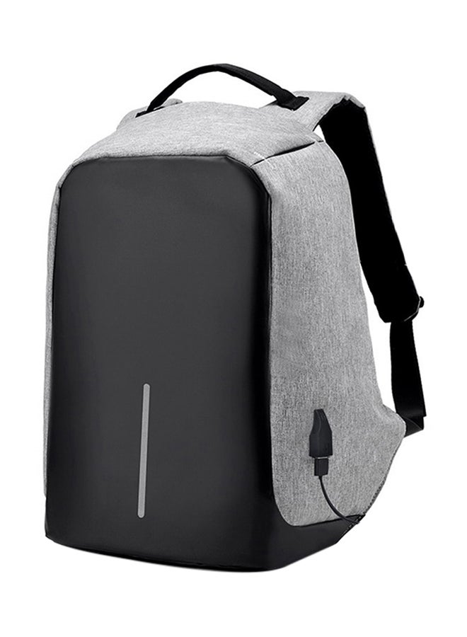Zipper Large Capacity School Backpack With USB Charger Grey/Black