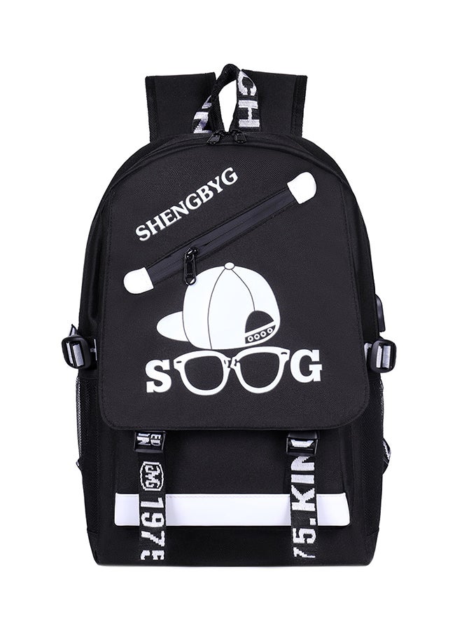 Fashion Large Capacity Dog Pattern School Backpack Black/White