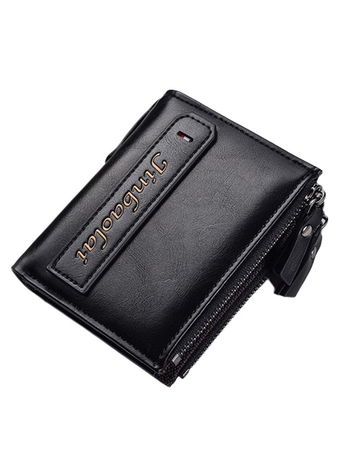 JINBAOLAI Multilayer Double Zipper Closure Wallet Black - Image 1