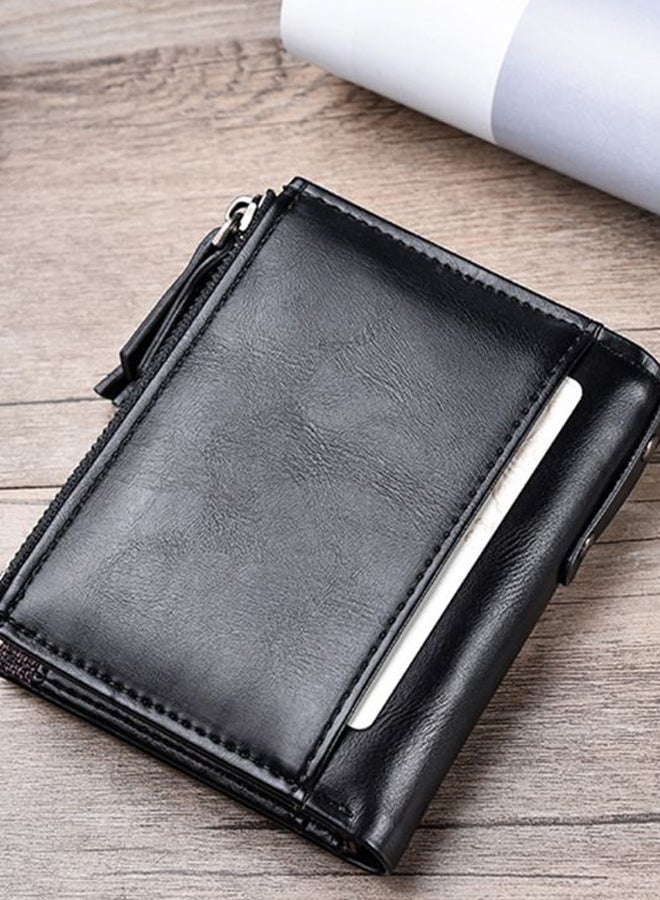 JINBAOLAI Multilayer Double Zipper Closure Wallet Black - Image 2