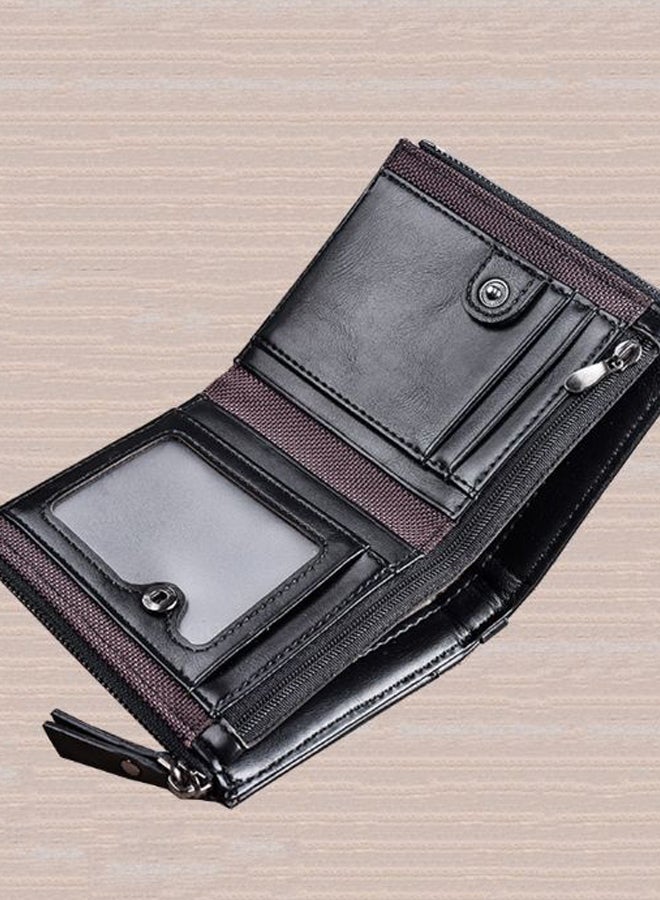 JINBAOLAI Multilayer Double Zipper Closure Wallet Black - Image 3