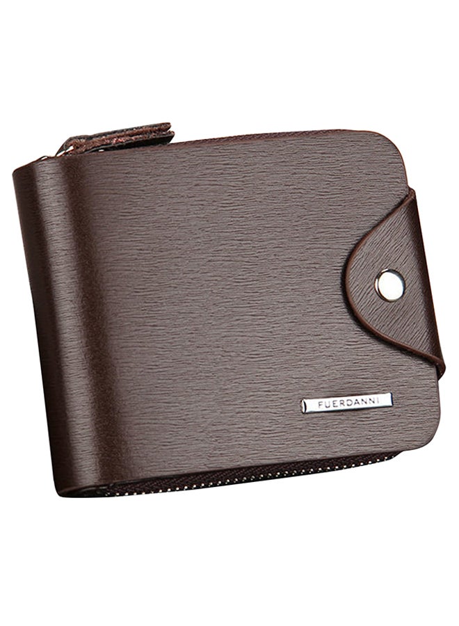 Multilayer Zipper Closure Wallet Brown