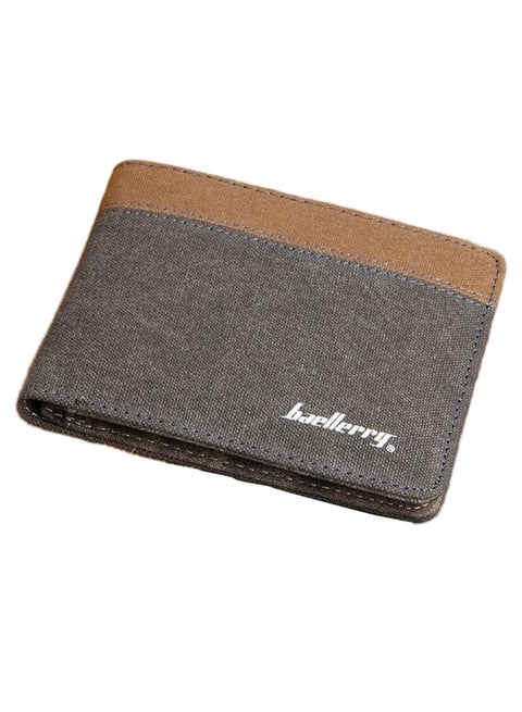 2-Fold Patchwork Casual Style Wallet Grey/Brown
