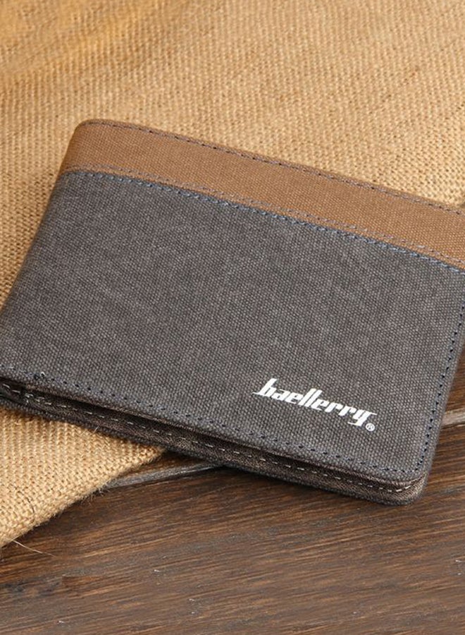 2-Fold Patchwork Casual Style Wallet Grey/Brown