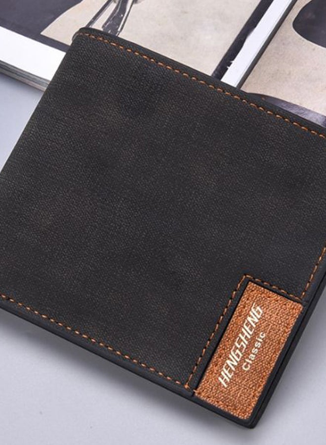 2-Fold Multi Slots Casual Style Wallet Black/Brown
