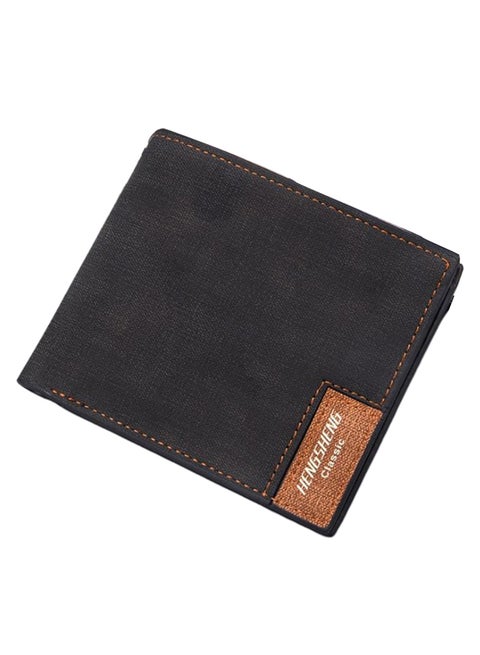 2-Fold Multi Slots Casual Style Wallet Black/Brown