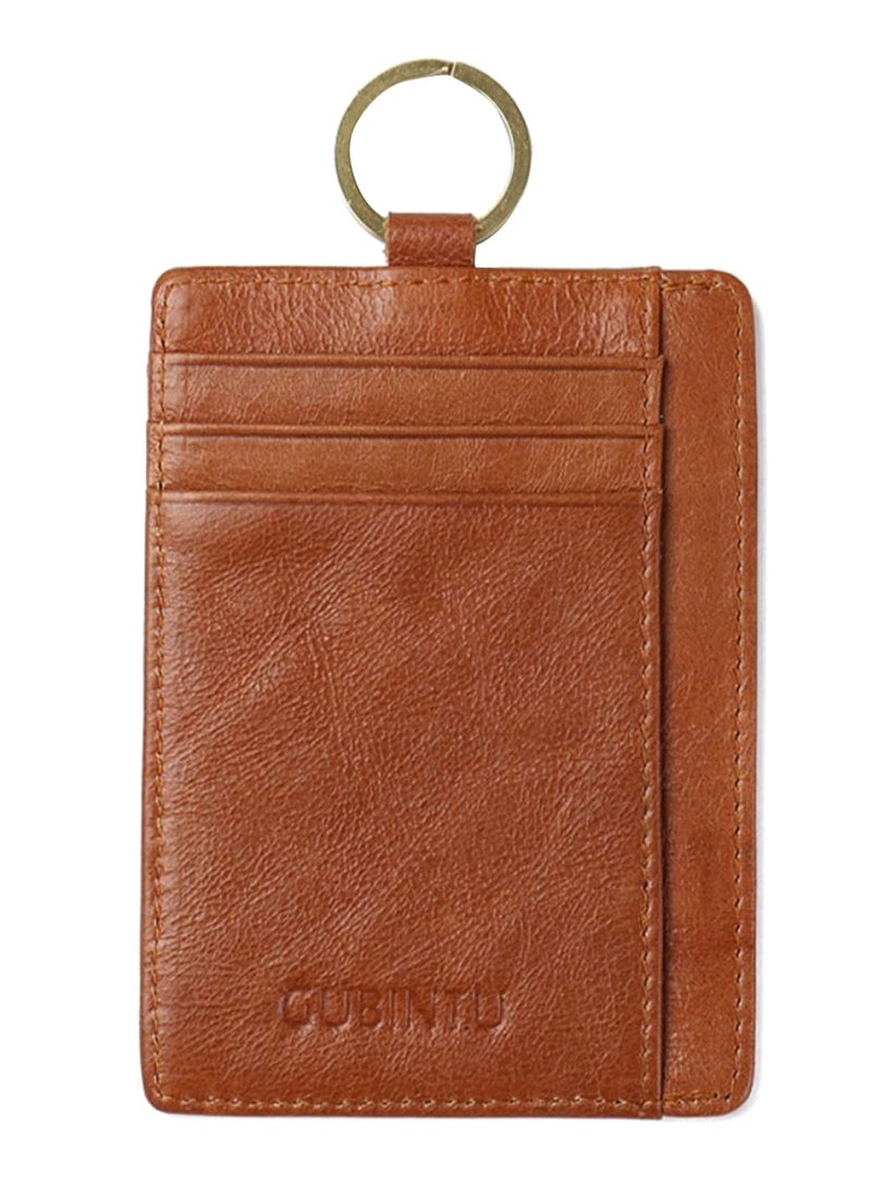 GUBINTO - Anti-Magnetic Key Ring Vintage Wallet Brown - Image 1