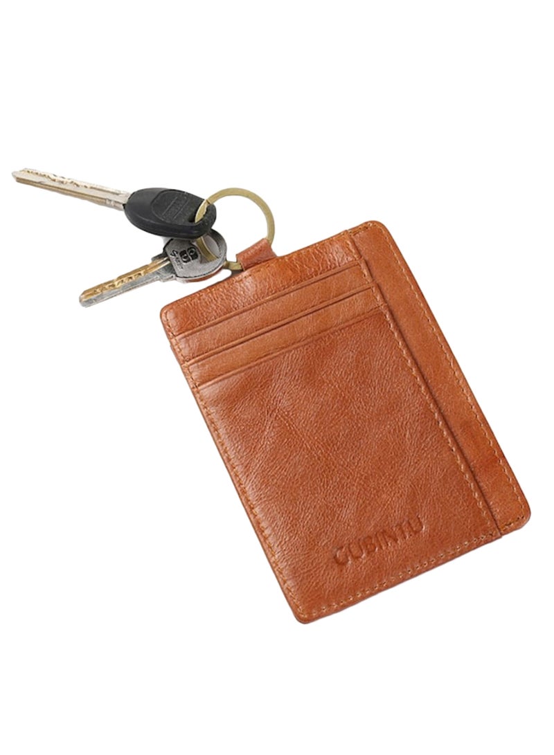 GUBINTO - Anti-Magnetic Key Ring Vintage Wallet Brown - Image 1
