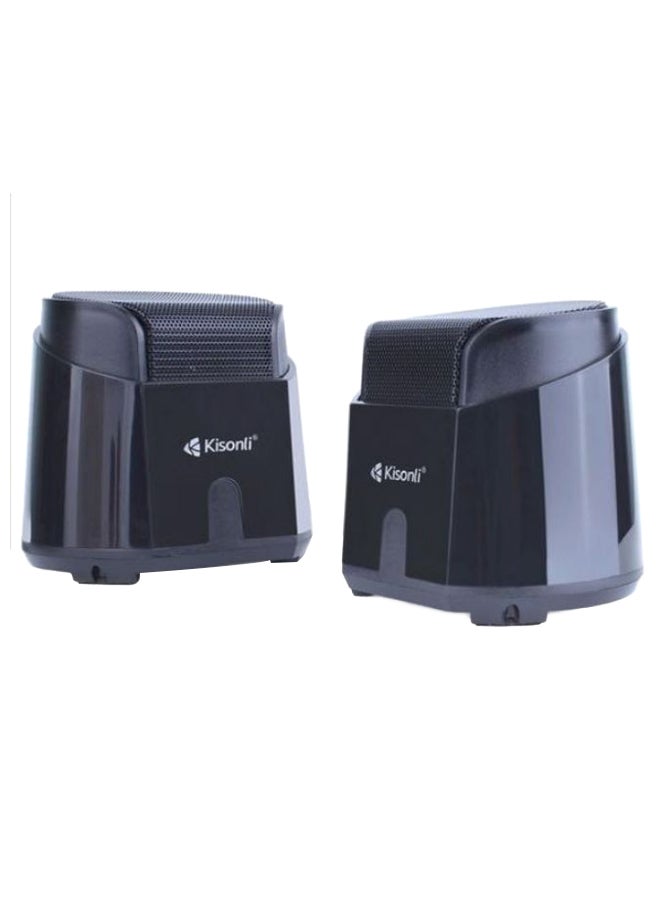Kisonli - 2-Piece USB Input Portable Mini Speaker Set K500 Black - Image 1