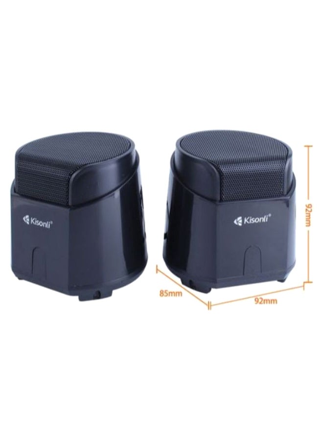 Kisonli - 2-Piece USB Input Portable Mini Speaker Set K500 Black - Image 1