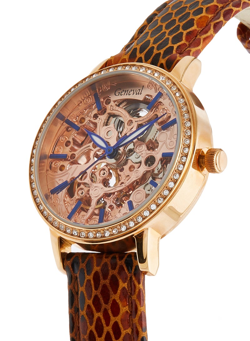 Geneval of Switzerland Women's Leather Analog Watch GLAS1712RRLO  - Image 2