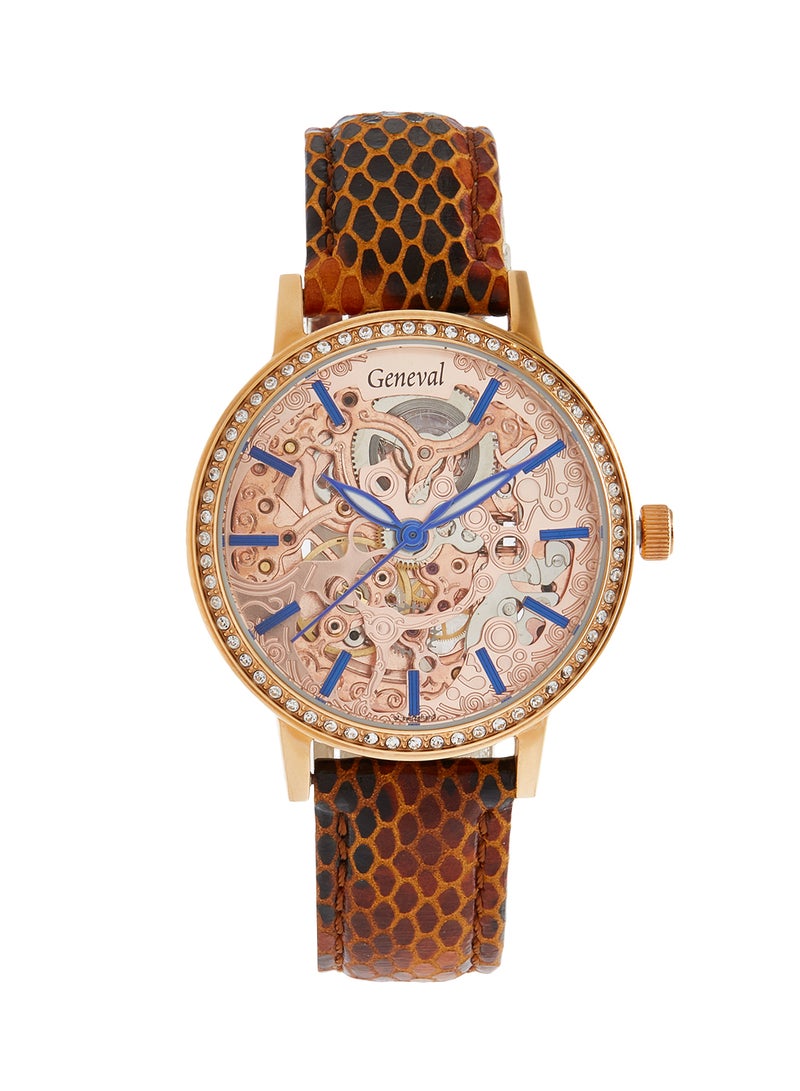 Geneval of Switzerland Women's Leather Analog Watch GLAS1712RRLO  - Image 1