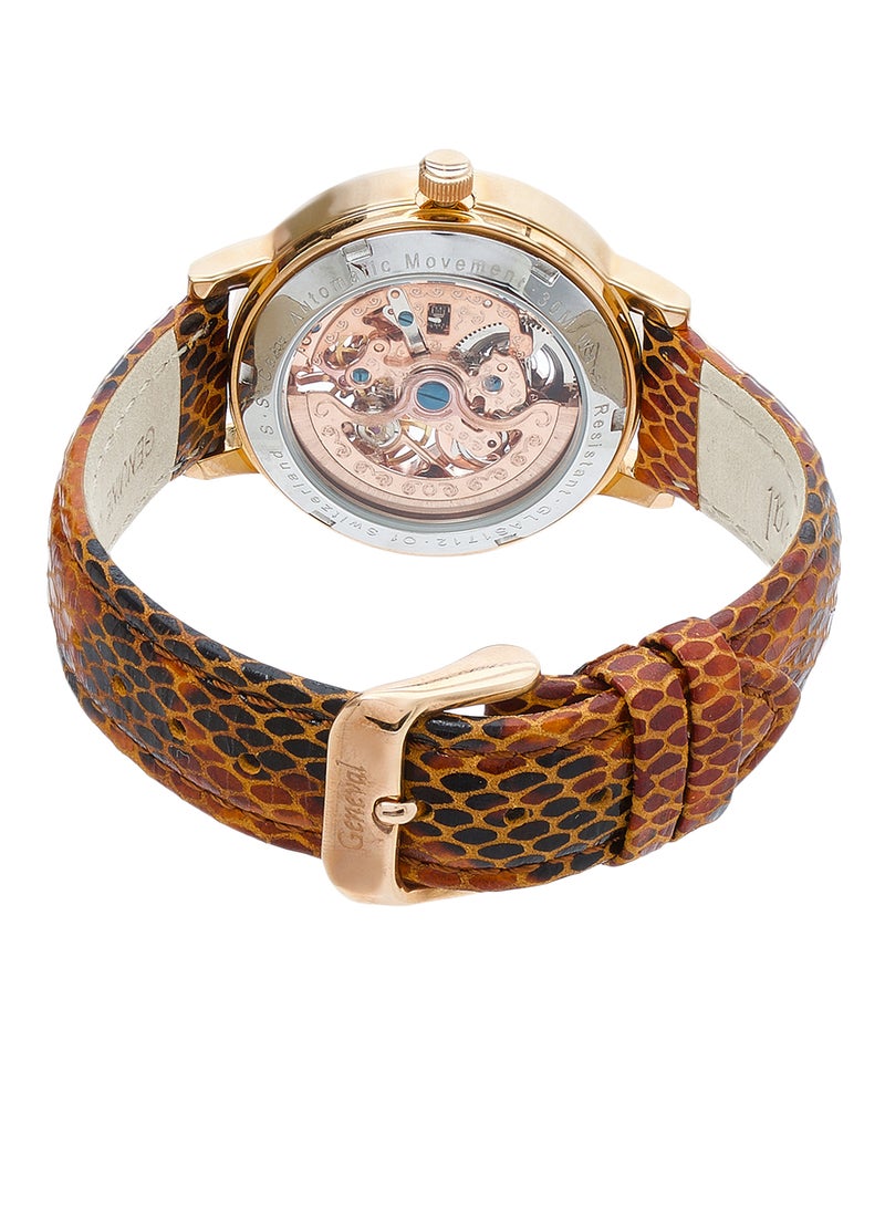 Geneval of Switzerland Women's Leather Analog Watch GLAS1712RRLO  - Image 3