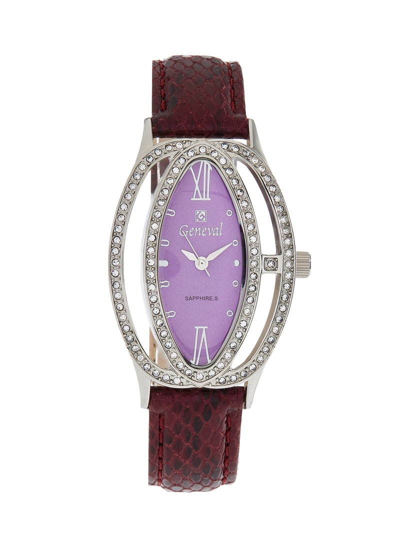 جينيفال من سويسرا ساعة يد بعقارب بسوار من الجلد طراز GLS146WVV للنساء - Image 1