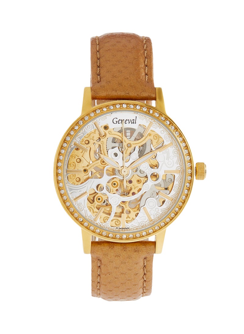 Geneval of Switzerland Women's Leather Analog Watch GLAS1712GWG  - Image 1