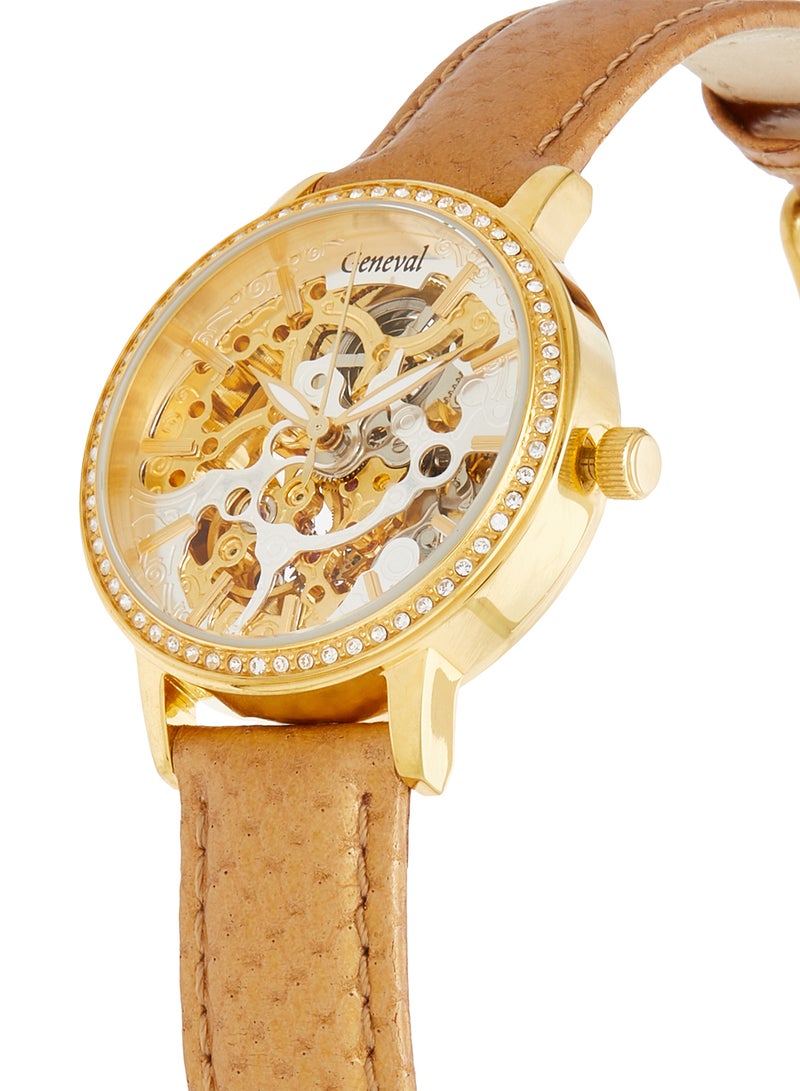 Geneval of Switzerland Women's Leather Analog Watch GLAS1712GWG  - Image 2
