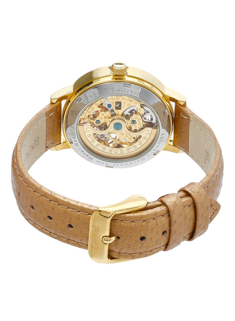 Geneval of Switzerland Women's Leather Analog Watch GLAS1712GWG  - Image 3