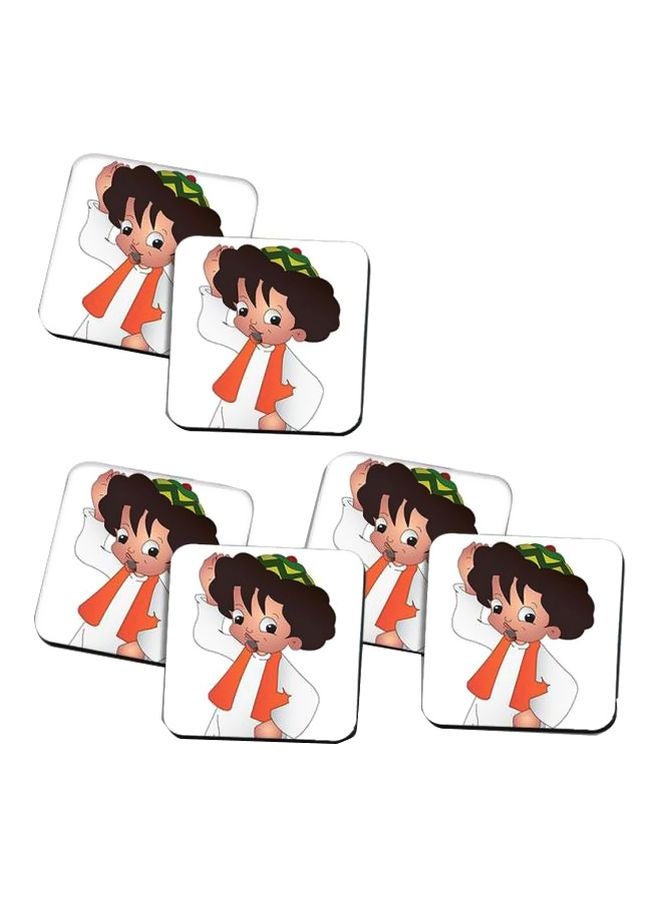 برنتيك طقم حاملات أكواب مطبوعة مكون من 6 قطع أبيض/أسود/برتقالي