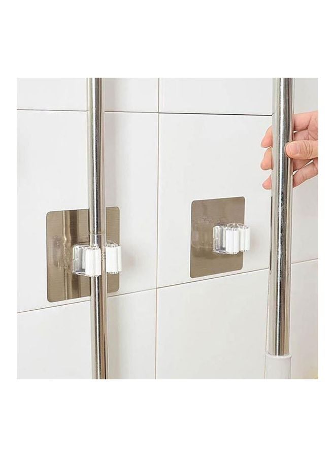 Wall Mounted Mop Clamp Hanger White/Clear 7x7x3.5cm  - Image 5