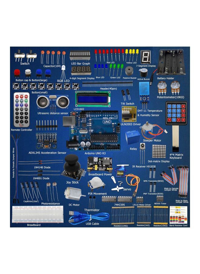 Generic - Starter Learning Kit For Arduino UNO R3 LCD1602 Servo Processing Blue/Black/Green 32x6x16centimeter - Image 1