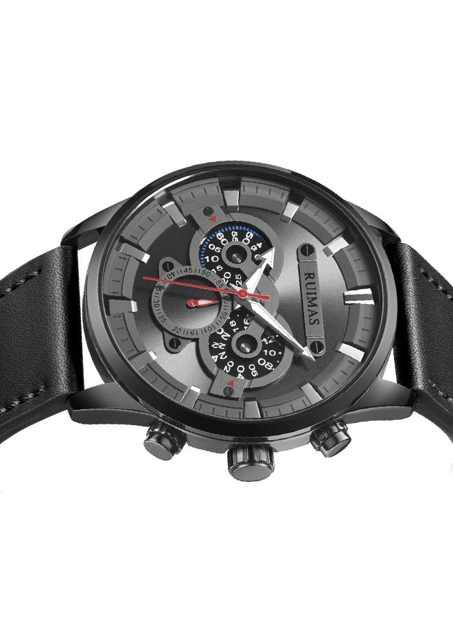 RUIMAS - Men's Leather Analog Wrist Watch RL566G-BK-15 - Image 1