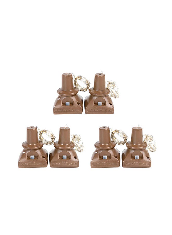 Packs of 6 Waterproof 20 LED Solar Powered Wine Bottle Lights Brown 12.00x8.00x8.51cm  - Image 1