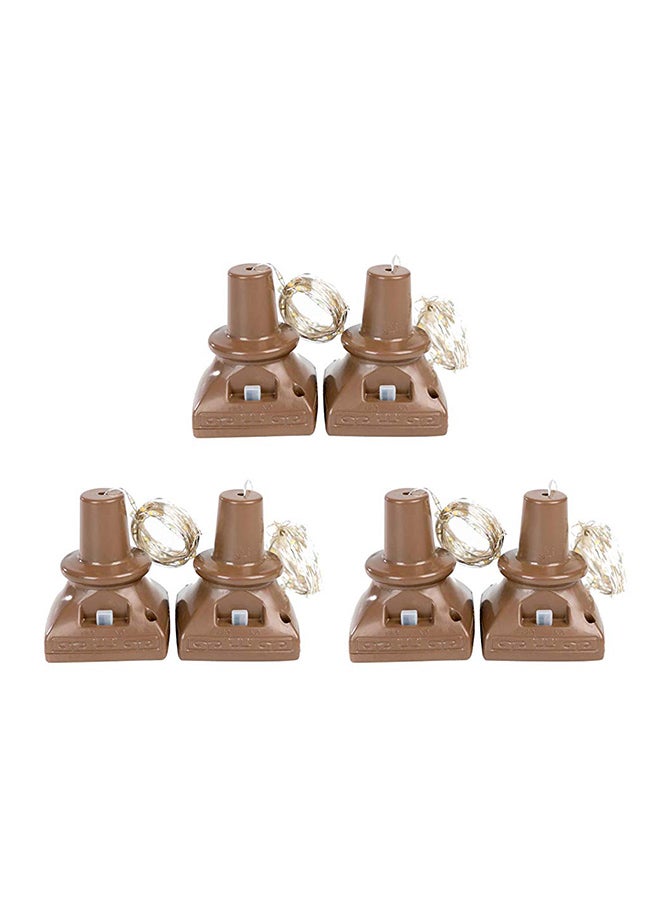 Generic Packs of 6 Waterproof 20 LED Solar Powered Wine Bottle Lights Brown 12.00x8.00x8.52centimeter  - Image 1