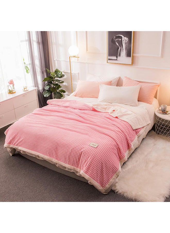 بطانية مريحة لينة بطبقتين cotton وردي 150x200سم