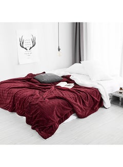 Double Sides Soft Bed Blanket cotton Burgundy 150x200cm - v1569323427/N30161251A_1