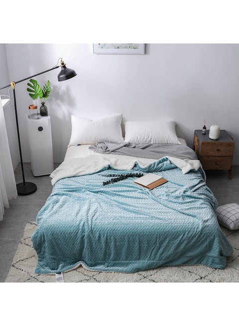 Double Sides Soft Bed Blanket Cotton Blue 200x230cm