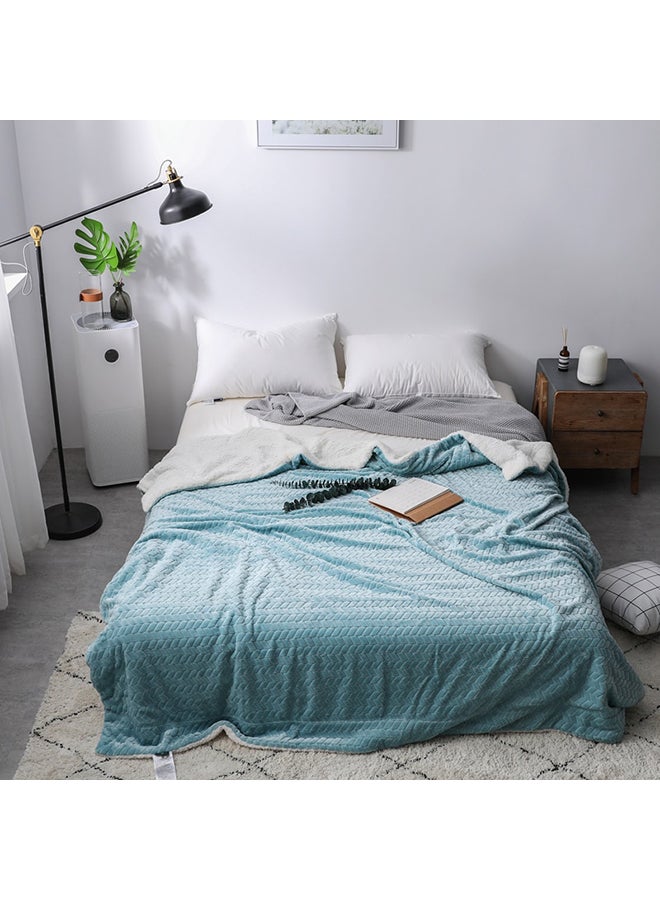 Double Sides Soft Bed Blanket Cotton Blue 200x230cm