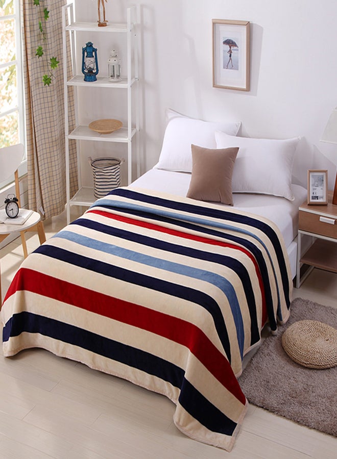Striped Pattern Soft Sleeping Blanket Cotton Multicolour 150x200cm  - Image 1