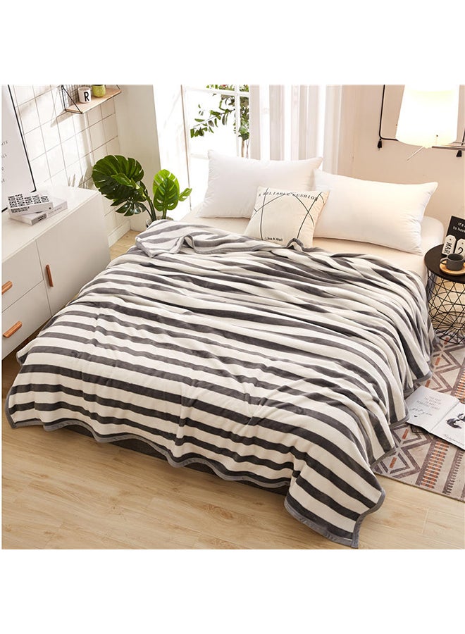 Striped Pattern Soft Sleeping Blanket Cotton Black/White 150x200cm - Image 1