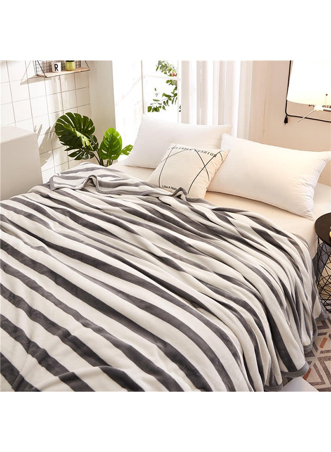 Striped Pattern Soft Sleeping Blanket Cotton Black/White 150x200cm - Image 2