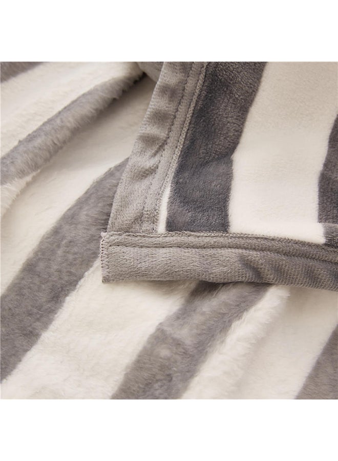 Striped Pattern Soft Sleeping Blanket Cotton Black/White 150x200cm - Image 5