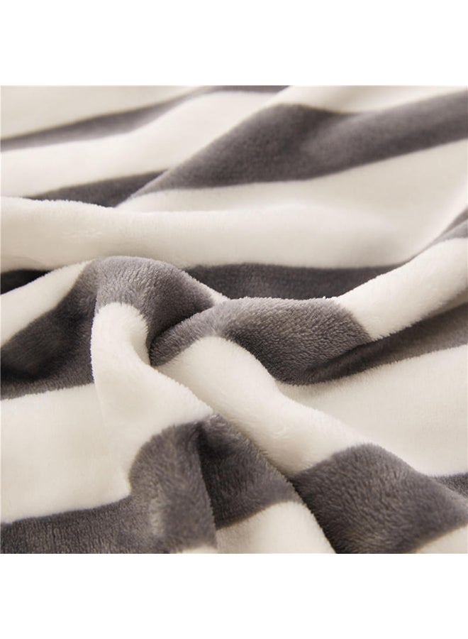 Striped Pattern Soft Sleeping Blanket Cotton Black/White 150x200cm - Image 4