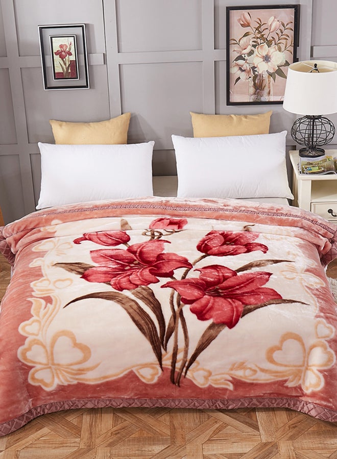 Sweet Flowers Pattern Comfy Soft Blanket Cotton Pink 180x200centimeter - Image 1