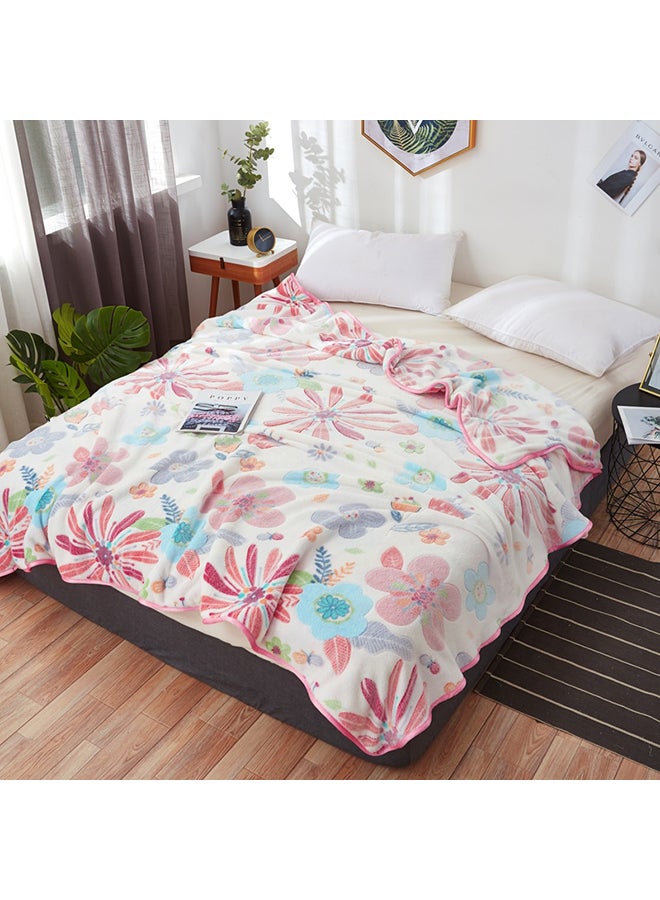 Flower Pattern Cozy Multi-Functional Blanket polyester Multicolour 120x200cm