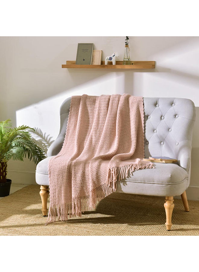 غطاء مُحاك ذو لون سادة polyester وردي 130x150سم - Image 2