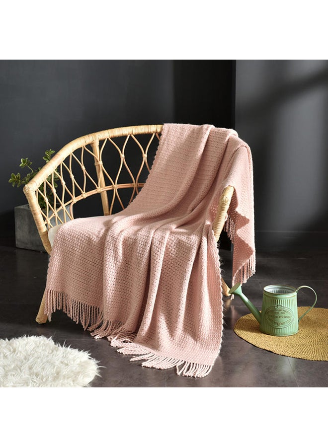 غطاء مُحاك ذو لون سادة polyester وردي 130x150سم - Image 3