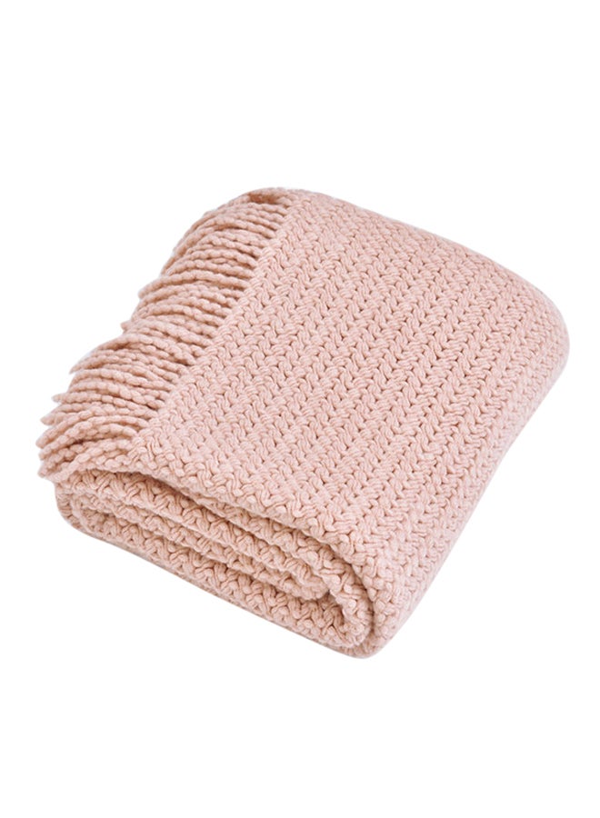 غطاء مُحاك ذو لون سادة polyester وردي 130x150سم - Image 1
